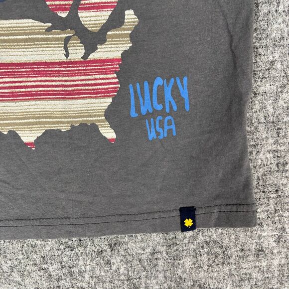 Lucky Brand Shirt Boys 5‎ Peace Sign USA Flag Basic Casual Short-sleeve Tee - Picture 3 of 10